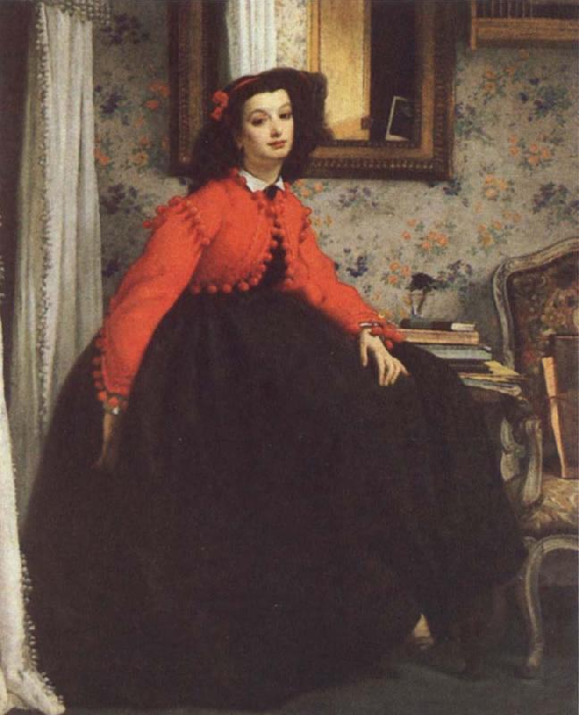 James Tissot Portrait of Mill L L,Called woman in Red Vest oil painting picture